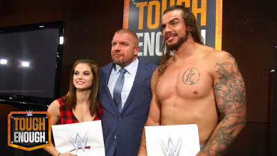 WWE Tough Enough Season 6 winners Sara and Josh with COO Triple H