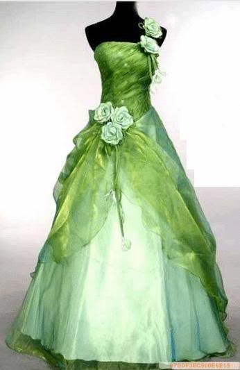 Bright Green  And Dark Green  Wedding  Dress  Designs 