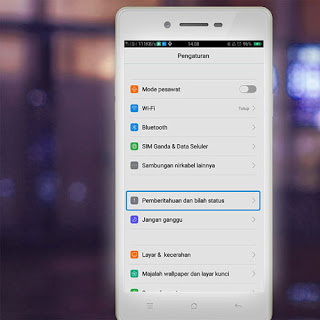 pemberitahuan dan bilah status hp oppo