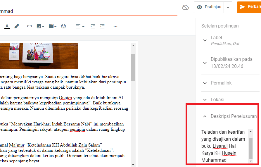 menambahkan tag meta deskripsi blogger untuk mengoptimalkan seo