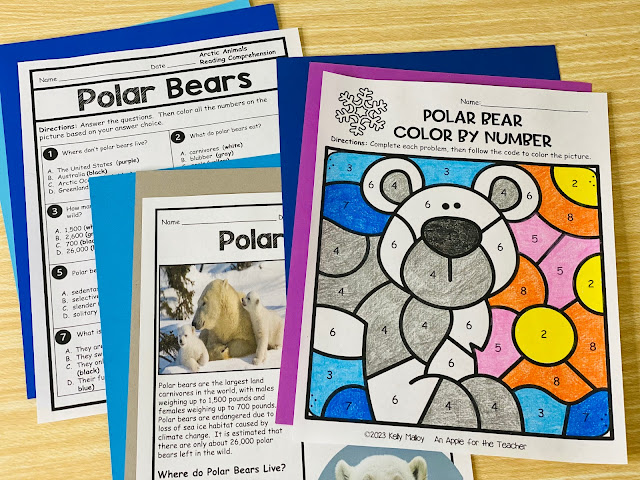 Polar Bear Reading Comprehension Coloring Worksheets