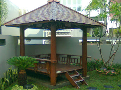 Desain Gazebo Bambu dan Kayu Minimalis 