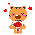 emoticones de tigre con ramo de rosas