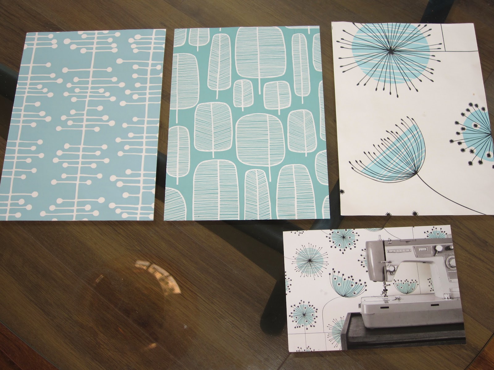 Studying wallpaper samples by Miss Print .