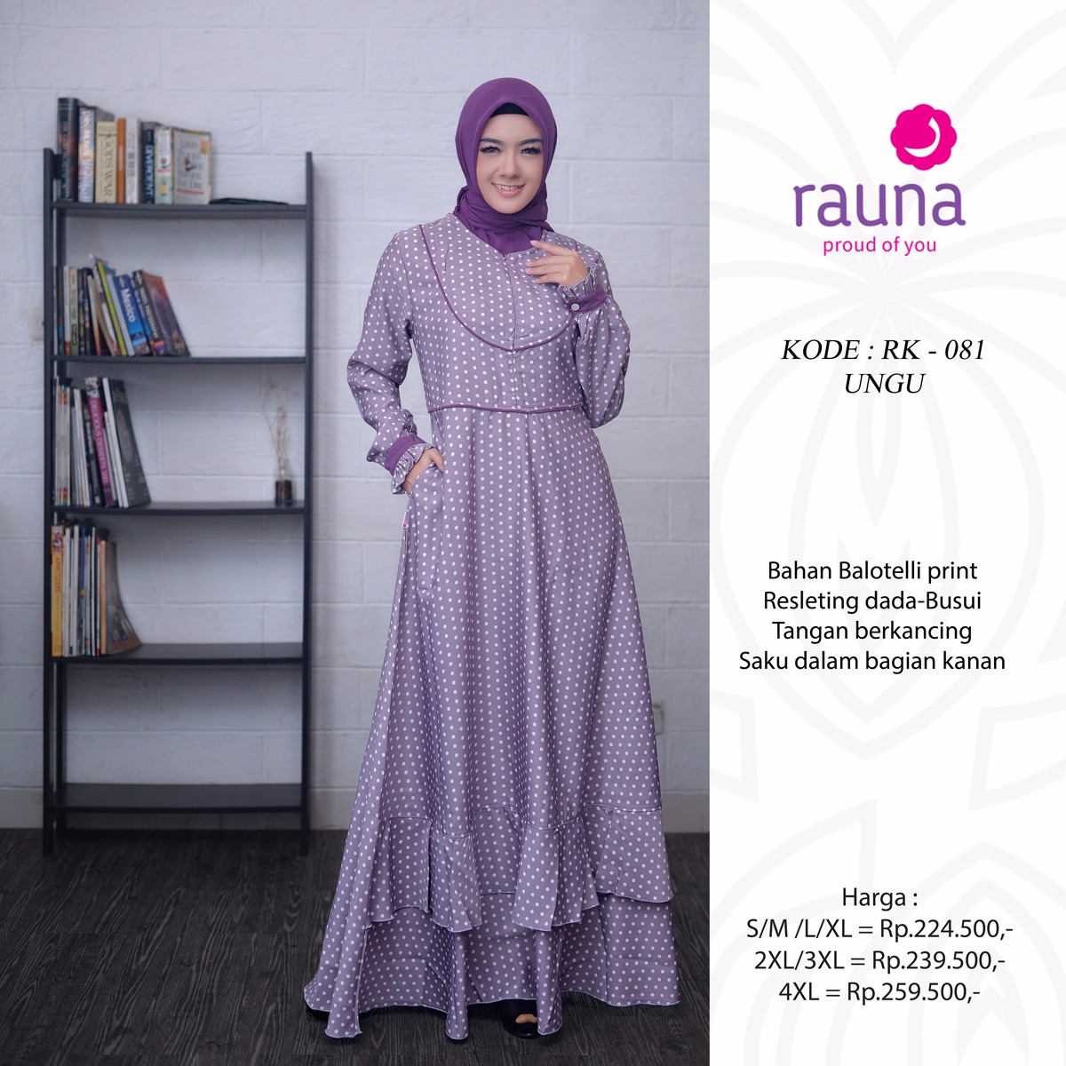 KOLEKSI GAMIS  MUSLIMAH TERBARU  RAUNA  RK 81