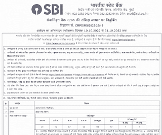 SBI SANVIDA JOB RECRUITMENT 2022 | भारतीय स्टेट बैंक में संविदा नौकरी के लिए 47 पदों की भर्ती