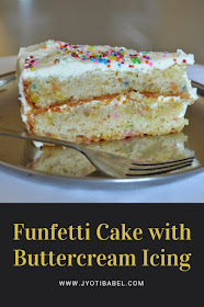 This funfetti cake is a simple eggless vanilla cake embellished with cute and colourful funfetti and made indulgent by a layer of buttercream icing.