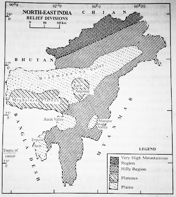 Northeast India Physiography Division Map