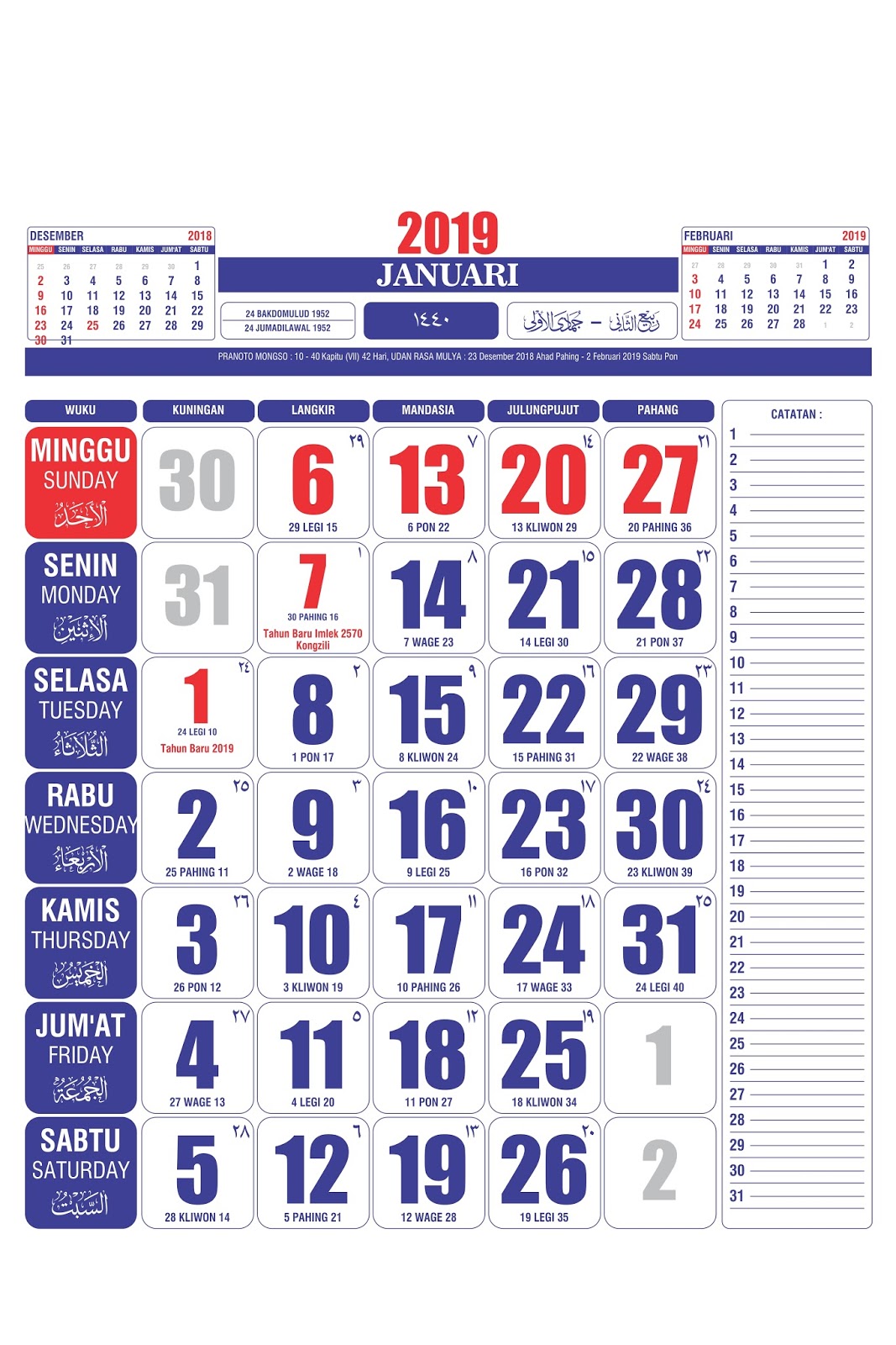 Softcopy Kalender  2019 Setting Kalender  2019 desain  