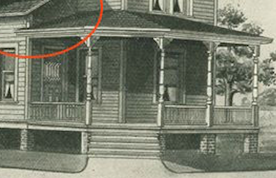 1908 catalog image close up of the front porch columns of the Sears No. 110