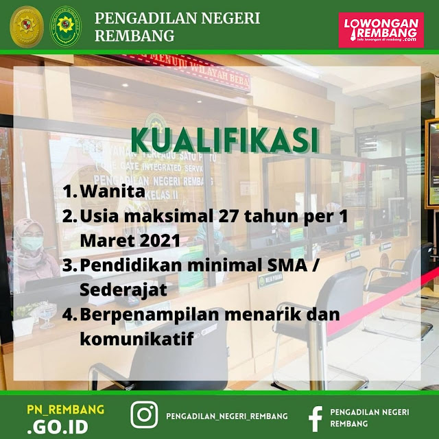 Lowongan Kerja Tenaga Honorer Pengadilan Negeri Rembang Minimal SMA Sederajat
