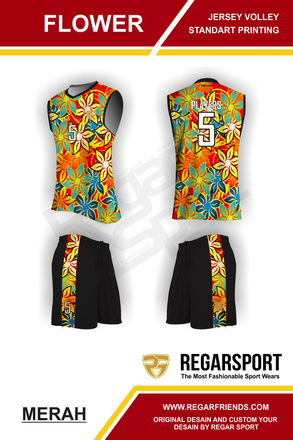 JERSEY VOLI MOTIF  FLOWER JERSEY VOLLEY KAOS VOLI 