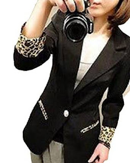 Women's Long Sleeve Slim Suit Blazers Coat Leather Hoodie