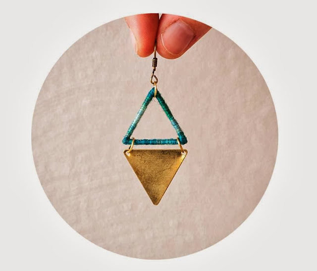 Modern Tribal Triangle Earrings by Trincar Uvas