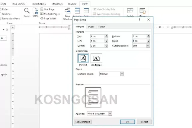 cara mengubah margin word HP