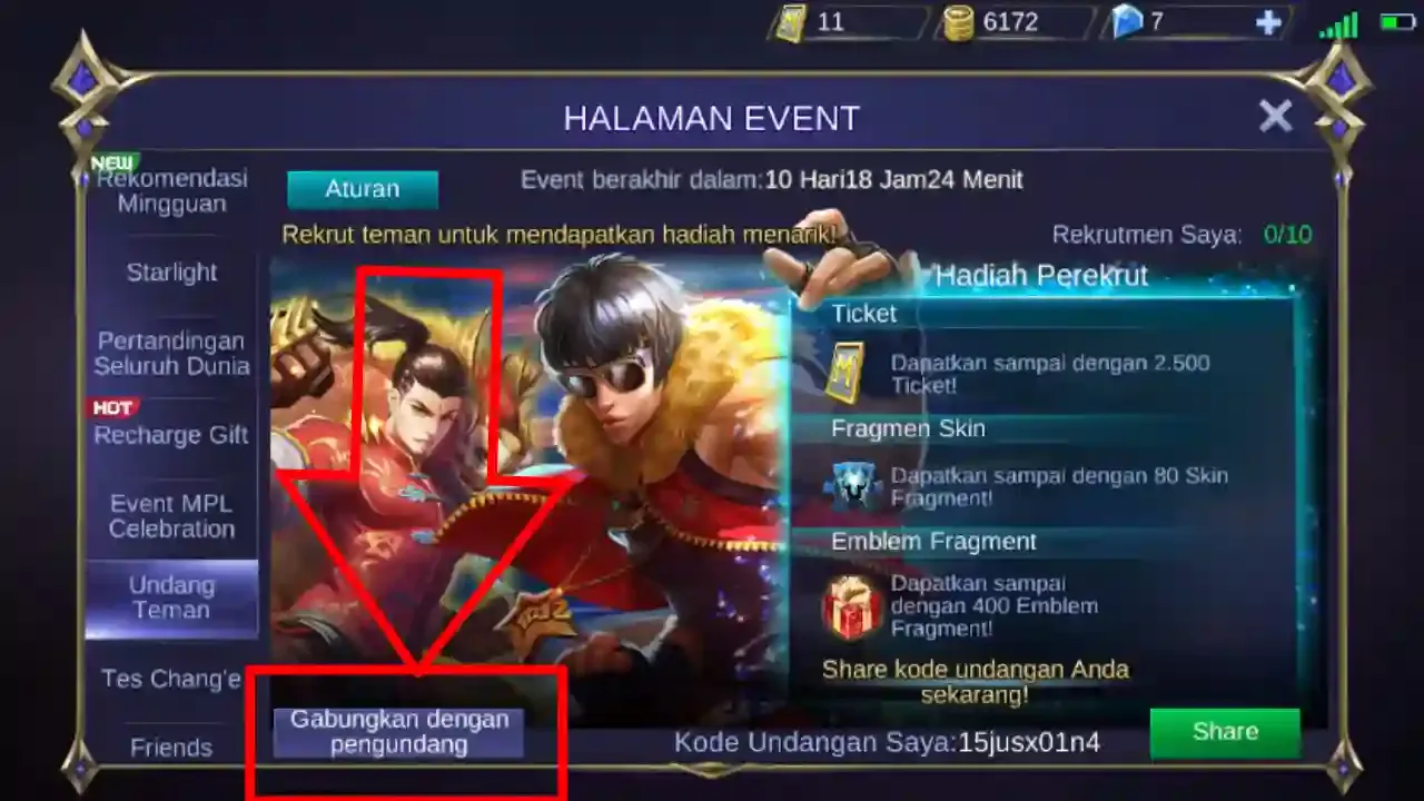 Masukan kode mobile legend