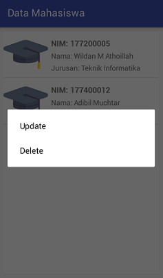 Screenshot_Menampilkan Menu Update dan Delete