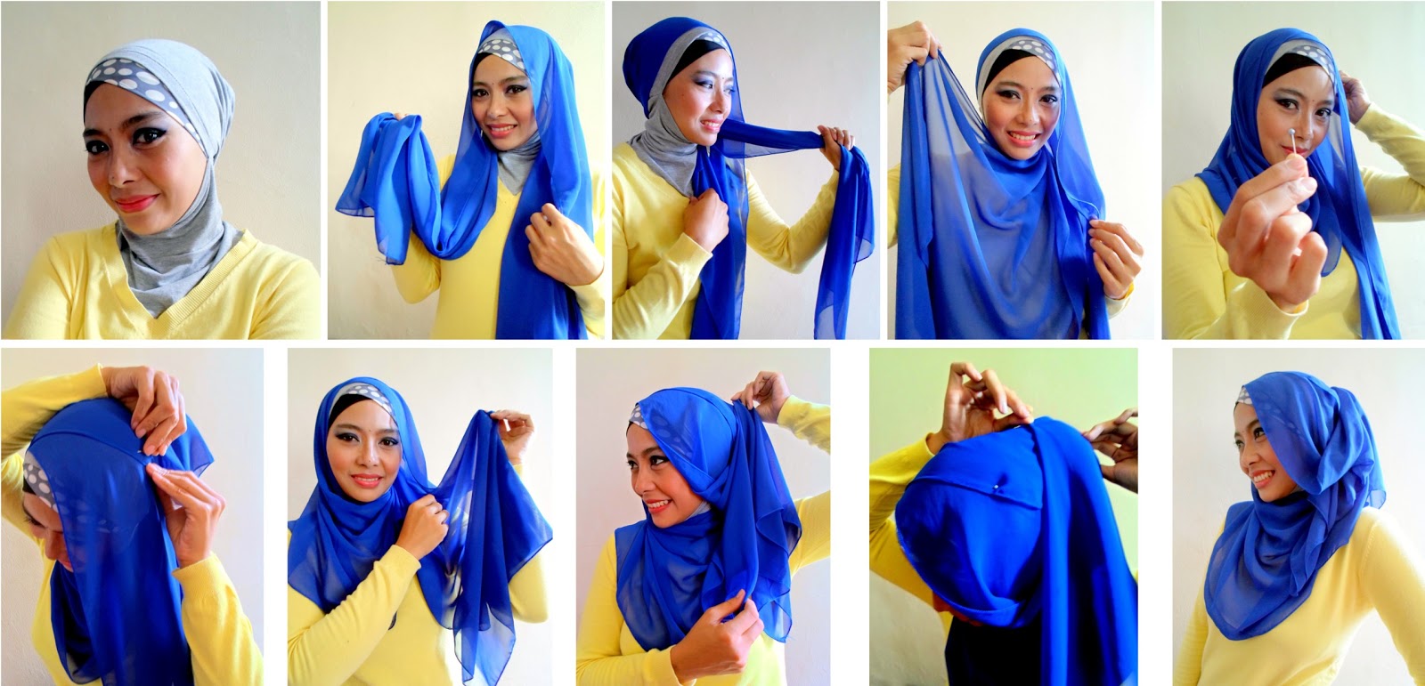 Foto Gambar Tutorial Cara Menggunakan Hijab Pashmina Untuk Pesta