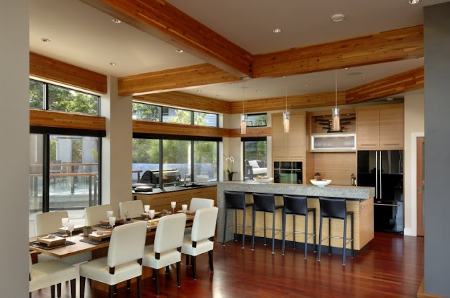 Photo of dinning room and the kitchen as seen from living room