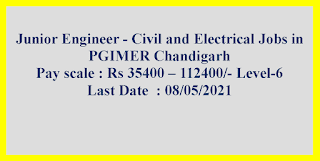 Junior Engineer - Civil and Electrical Jobs in PGIMER Chandigarh