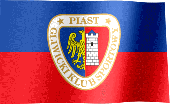 The waving fan flag of Piast Gliwice with the logo (Animated GIF)