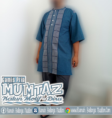 Gamis Pria Mumtaz Katun Motif Biru