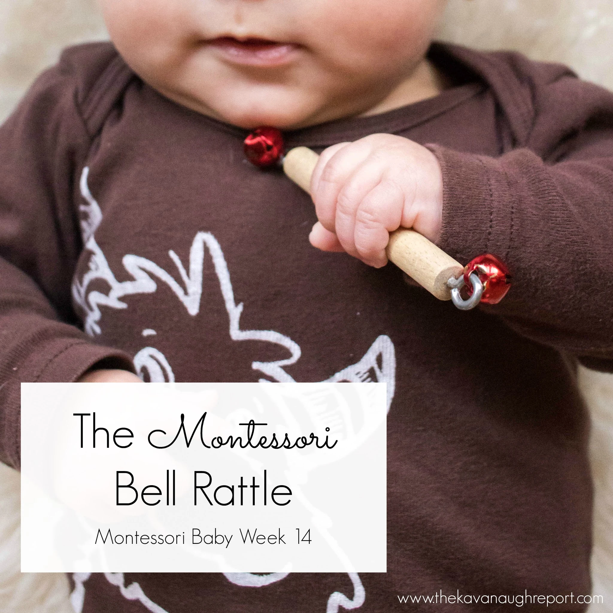 The Montessori bell rattle is a perfect first toy for babies. This soothing rattle is easy to grab, entertaining and an easy DIY.