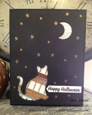 Craft with Beth: Spooky Cat Halloween Stampin Up Card Year of Cheer Washi Tape Inlaid Technique