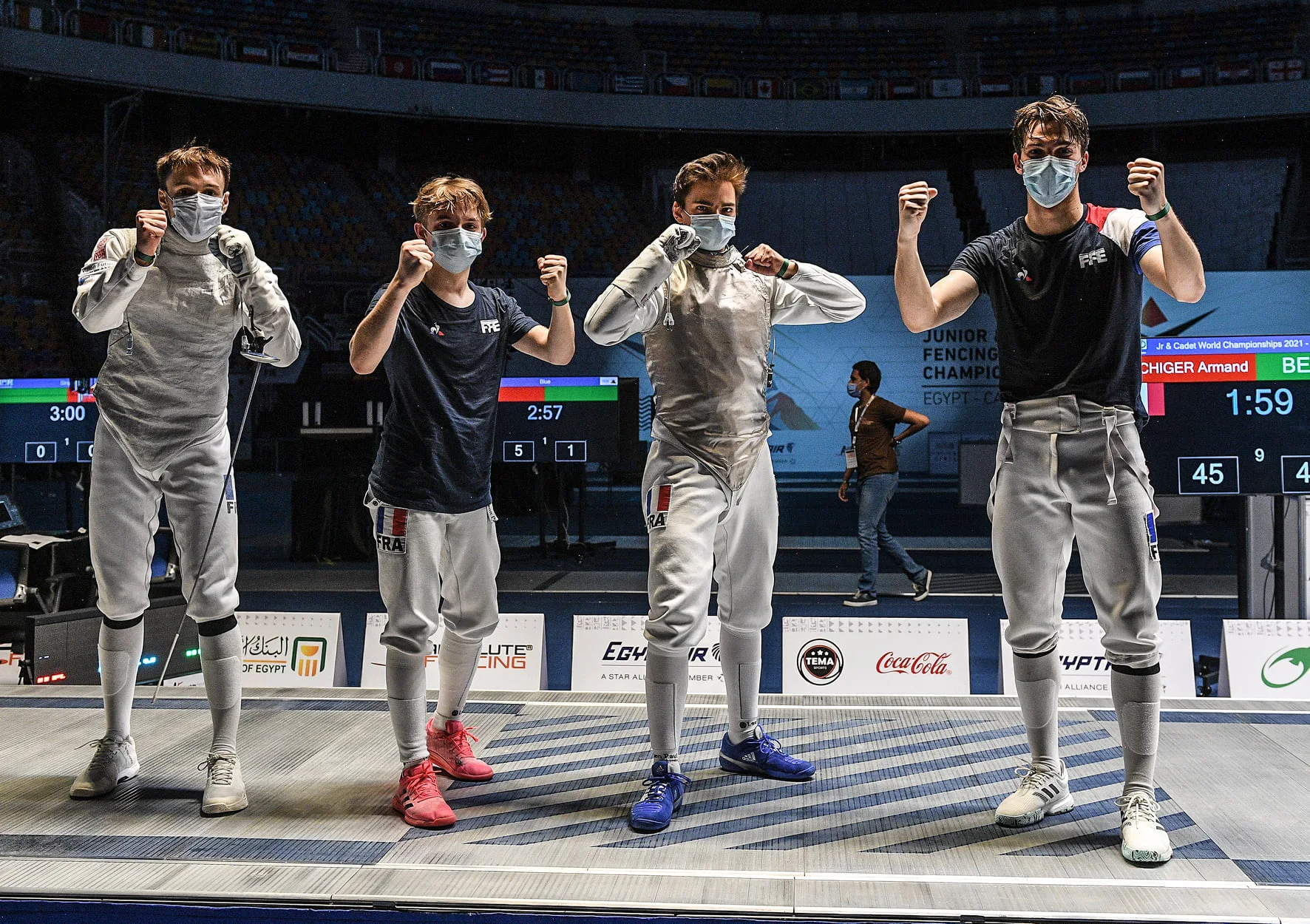 Constant Roger, Paul Antoine De Belval, Valerian Castanie, Armand Spichiger, França esgrima florete foil france fencing