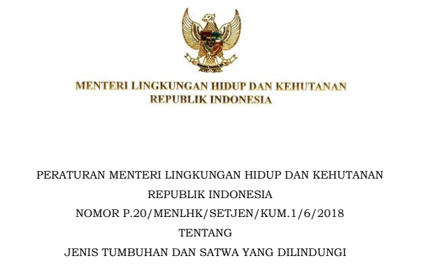 Permen Lhk No 20 Tahun 2018