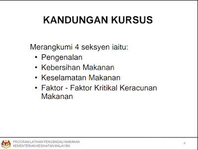 Cara kursus online pengendali makanan, food handler course, kursus penyediaan makanan, kursus kkm