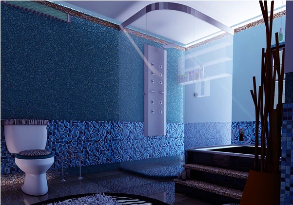  Kamar  Mandi  Unik dengan Dinding Mozaik Warna Warni 