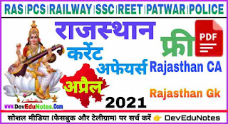 राजस्थान करेंट अफेयर्स 2021