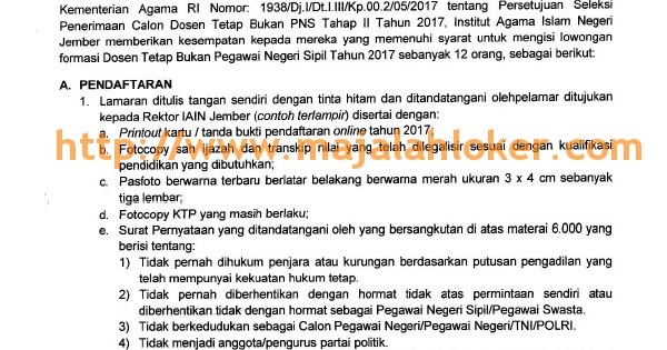 Rekrutmen Penerimaan Dosen Tetap Bukan PNS IAIN Jember 