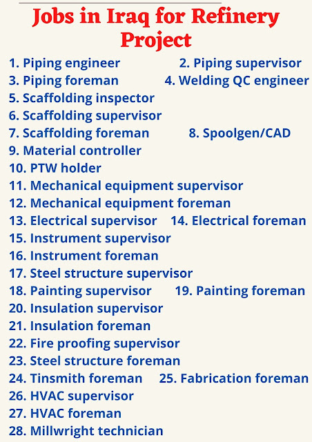 Jobs in Iraq for Refinery Project