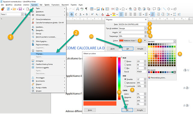 filigrana aggiunta con libreoffice a file docx