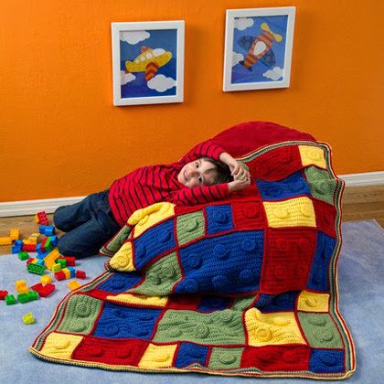 Crochet lego blanket