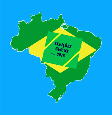 A foto mostra o mapa do Brasil e no centro está escrito: eleições gerais 2018.