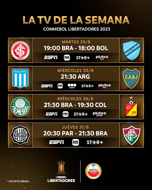 Fixture y programación de TV Cuartos de Final Vuelta Copa Libertadores 2023