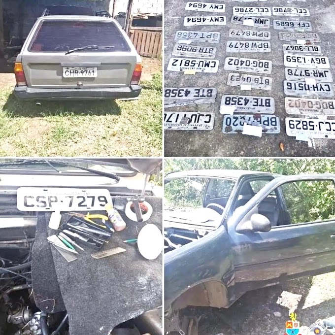 POLÍCIA MILITAR DESCOBRE DESMANCHE NO CONJUNTO SANTO ANGÊLO ONDE HAVIA CARROS FURTADOS, PLACAS E FERRAMENTAS: 2 PRESOS