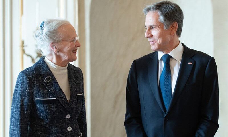 Queen Margrethe, Crown Prince Frederik and US Secretary of State Antony Blinken