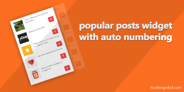 Blogger Popular Posts widget with Thumbnail and Auto Numbering