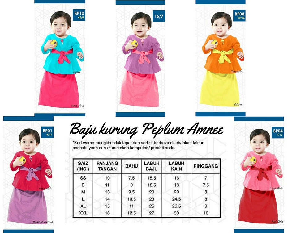  Baju  Kurung  Bayi dan Kanak Kanak Baju  Kurung  Peplum Amnee 