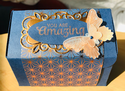 Stampin Up, Andrea Sargent, Art with Heart, blog hop, Detailed Bands, Butterfly Gala, DSP, 3D project