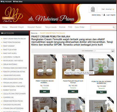 Online Shop Produk Perawatan dan Pemutih Wajah - Desain 