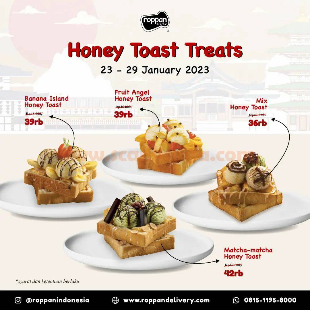 Roppan Promo Honey Toast Treats – Harga Spesial Menu mulai RP. 36RB