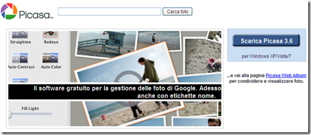 scaricare picasa catalogare modificare foto