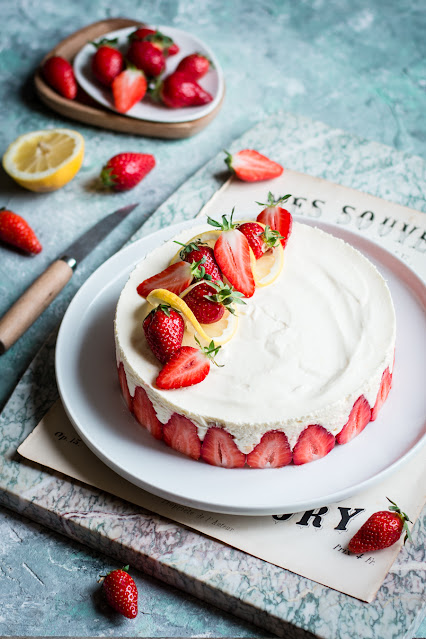 Fraisier, crème chiboust au citron