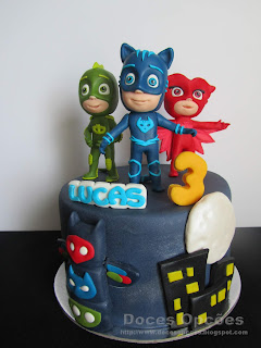 Os PJ Masks no 3º aniversário do Lucas