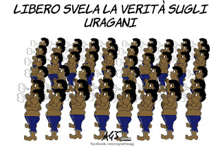 uragani, irma, immigrati, Libero quotidiano, vignetta, satira